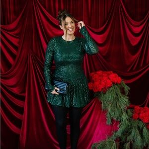 Show Me Your Mumu Zelda Mini Dress in emerald sequins